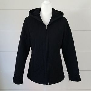 Croft & Barrow Black Quilted Hooded Coat sz S
